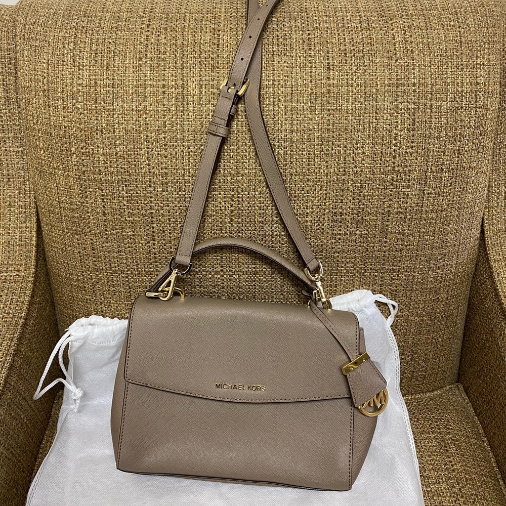 Beige Saffiano Satchel